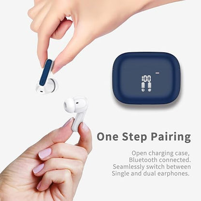 Wireless Earbuds, Bluetooth 5.4 Headphones in Ear with HiFi Stereo Deep Bass, 4 ENC Noise Cancelling Mic Wireless Earphones 40H, in-Ear Earbud Bluetooth Dual LED Display IP7 Waterproof, Dark Blue - color: Navy Blue