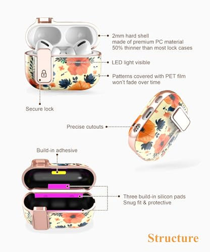 TATOFY for AirPods Pro 2nd Generation Case with Lock Carabiner Cleaner, Slim AirPod Pro 1st & 2nd Hard Case Cover, Compatible with MagSafe (Yellow) - color: Yellow, size: AirPods Pro 1st & 2nd Gen