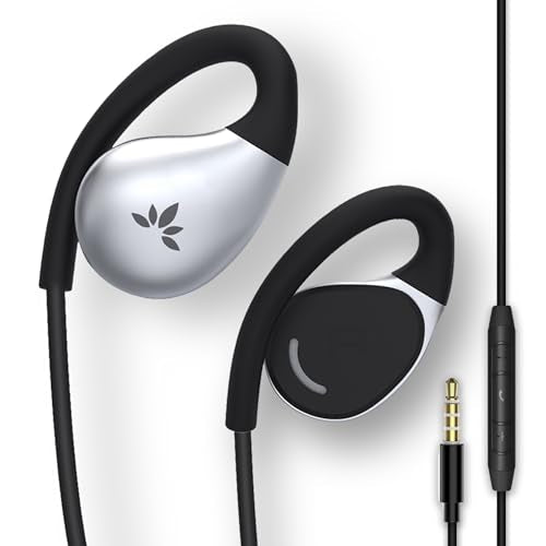 Avantree Resolve –3.5mm AUX Wired Open-Ear Earbuds w/Mic & Over-Ear Hook | Large Size, Compatible with Android Smartphones & Laptops & PC with AUX Jack, Ideal for Office, Outdoor & Home