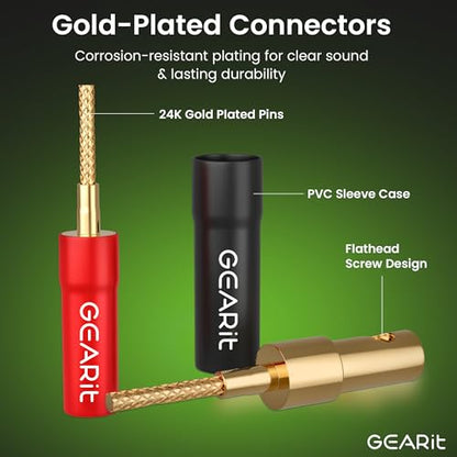 GEARit Flex Pin Banana Plugs for Speaker Wire, 6 Pairs, 24K Gold-Plated - color: Black and Red, size: PVC - Banana Plugs (Flex Pin - Spring Terminal)