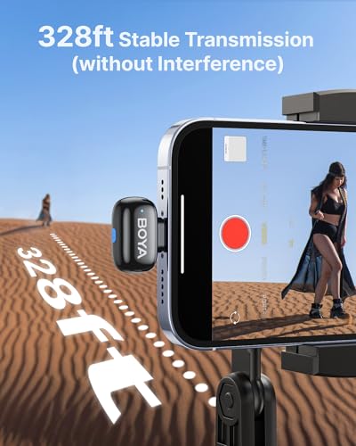 BOYA mini 2 Wireless Lavalier Microphone for iPhone 15/16/17 & Android | AI Noise Cancellation, App Control, 30H Battery Life with Charging Case for Vlogging Interviews and Content Creation - color: Black
