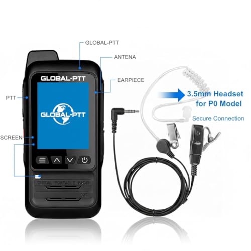 2-Pack Detachable Air Tube Earpiece Headset Design for Global-ptt P0 Radios Only (3.5mm) - style: 3.5mm
