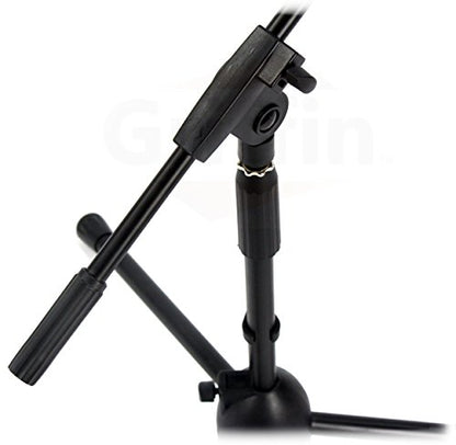 GRIFFIN 2 Pack Short Tripod Mic Stands (Low Profile-X Series) with Boom Arm & Telescoping Holder – For Kick Drum, Studio Recording & Guitar Amp Mic - size: 2 Pack