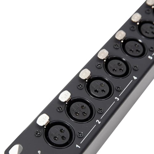 DIYTECH 16 Port XLR Patchbay — Balanced Patch Bay Audio Snake Panel with Reversible XLR Connectors, Metal Rack-Mount Chassis, Mounting Screws Included — Studio, Live Sound & Broadcast