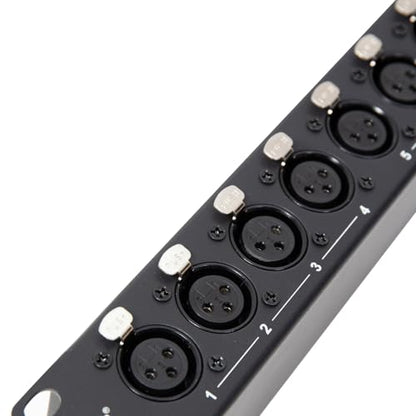 DIYTECH 16 Port XLR Patchbay — Balanced Patch Bay Audio Snake Panel with Reversible XLR Connectors, Metal Rack-Mount Chassis, Mounting Screws Included — Studio, Live Sound & Broadcast