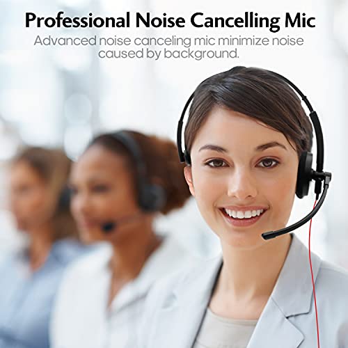 HROEENOI Premium USB Wired Headset with Noise-Cancelling Microphone, Ideal for PC, Laptop, Zoom Calls, Skype Meetings, Call Centers, and Home Office Use with In-Line Controls for Volume & Mic Mute