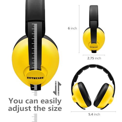 BBTKCARE Baby Ear Protection - Noise Reduction Earmuffs 3-36 Months - Comfortable Baby Headphones Against Hearing Damage & Improves Sleep - Yellow - color: Yellow