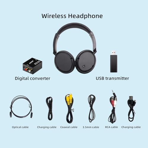 Wireless Headphones for TV, Bluetooth5.3 Over Ear Headphone with RM Radio Function, Lightweight Wireless TV Headset for Seniors, 30Hrs Playtime, No Audio Delay Blutooth Headsets for TV,Phone,Computer