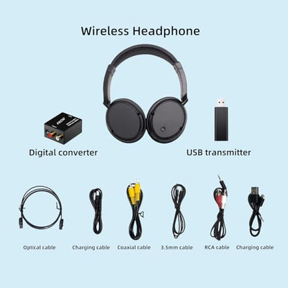 Wireless Headphones for TV, Bluetooth5.3 Over Ear Headphone with RM Radio Function, Lightweight Wireless TV Headset for Seniors, 30Hrs Playtime, No Audio Delay Blutooth Headsets for TV,Phone,Computer
