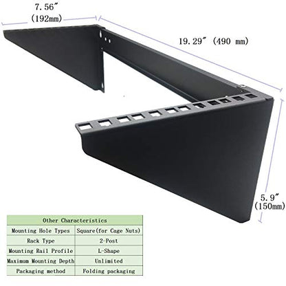 4U19 Inch Vertical Wall Mount Patch Panel Bracket Heavy Duty | 125 lbs Capacity Wall Mountable Server Rack (4U150)