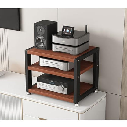 Multi-Functional Stereo Shelf Home Office Desktop Amplifier Cabinet Audio Rack AV Media Player Stand with Wooden Storage Shelves and Steel Frame(C-3 Tier-40x35x35.5cm) - color: C, size: 3 Tier