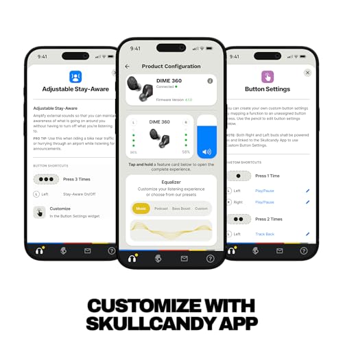 Skullcandy Dime 360 Wireless Earbuds with Clip-Anywhere Case - Bone | In-Ear Fit, Bluetooth, Noise Isolating, 28 Hours Battery, Microphone for iPhone Android, Easy Clip-On Design for Travel - color: Bone