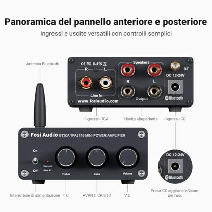 Fosi Audio Box X2 Phono Preamp, Stereo Audio Hi-Fi Preamplifier and BT20A Bluetooth Stereo Amplifier