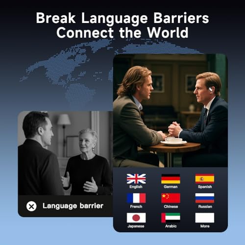 Hsility Translation Earbuds Real Time for Bluetooth Cellphone 168 Languages Translator Headphones for Travel Business Learning