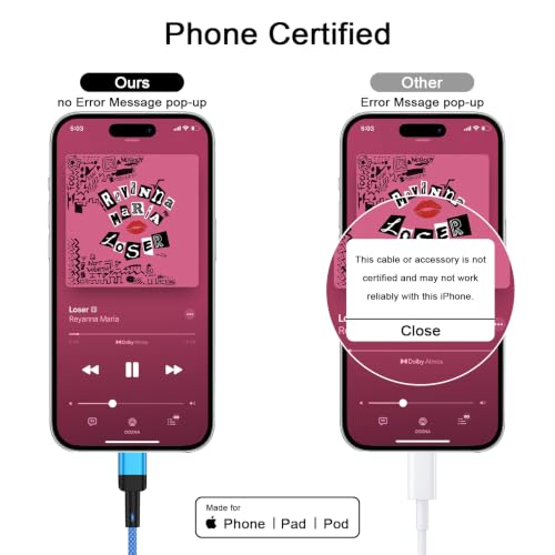 Aux Cord for iPhone,6FT Lightning to 3.5mm AUX Cable for Car Stereo,Speaker Headphone Jack Adapter Male Aux Stereo,Audio Auxiliary Cable Compatible for iPhone 14 Pro Max 14 Plus/14/13/12/11/XR/X/8/7