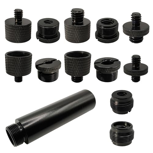 Mic Stand Adapter Kit with Extension Tube,3/8" to 5/8",1/4" to 5/8" Threaded Screw for Camera Tripod Mic Arm 13 Pack