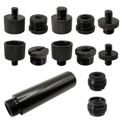Mic Stand Adapter Kit with Extension Tube,3/8" to 5/8",1/4" to 5/8" Threaded Screw for Camera Tripod Mic Arm 13 Pack