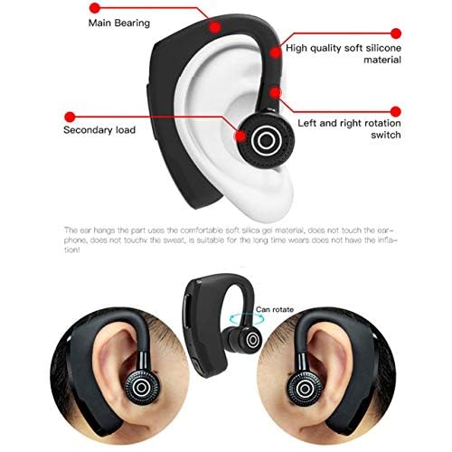 Bluetooth Headset Wireless Business Single earpiece Voice Answer in Ear Earbuds for Trucker Driving Running 10 Hour Battery Noise Cancelling Headphones Black V9