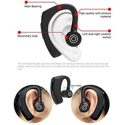 Bluetooth Headset Wireless Business Single earpiece Voice Answer in Ear Earbuds for Trucker Driving Running 10 Hour Battery Noise Cancelling Headphones Black V9