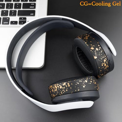 SOULWIT Earpads for Sony PS5 Pulse 3D Wireless Headset, Cooling Gel Replacement Ear Pad Cushions with Noise Isolation Foam - Black Gold - color: Black Gold