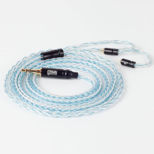 8 Core Braided Headphone Upgrade Cable, Headphone Replacement Cable, Silver-Plated Copper Upgrade Cable for C10 C16 KZ ZST ES4 AS06 ZS7 Earphones(Silver Blue, 2 PIN 3.5MM) - size: 2 PIN 3.5MM