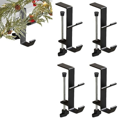 Clamp-On Under Desk Headphone Holder Backpack Hook Students' Desk Hook with Adjustable Arm Clamp Women's Bag Handbag and Christmas Stockings Holder Hanger (4 Black, 4) - style: 4 Black