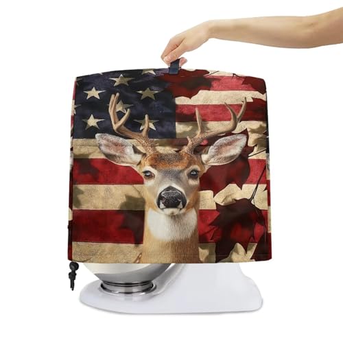 Stand Mixer Dust Cover, Portable Stand Mixer Dust Cover with Adjustable Drawstring Waterproof Blender Protective Cover Stand Mixer Dust Cover American Flag Deer - color: American Flag Deer, size: S