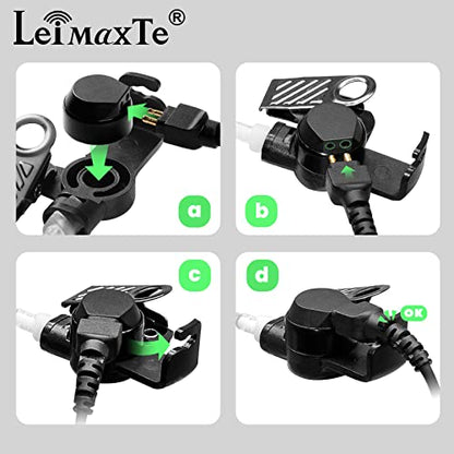 Two Way Radio Headset Compatible with Baofeng, Kenwood 2 Pin Walkie Talkie Surveillance Earpiece with Mic PTT, Acoustic Tube - color: Black Cable