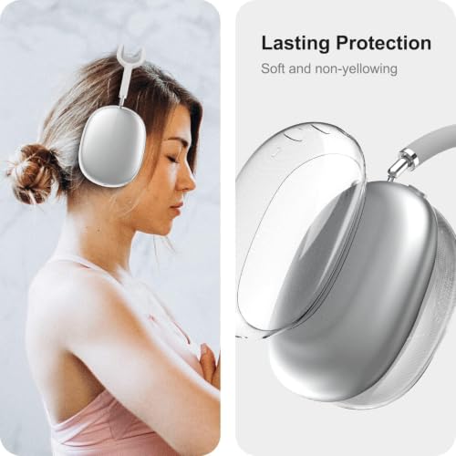 MOLOPPO Case Cover for AirPods Max, Clear Purple, 2 Set | Soft TPU, Anti-Scratch, Ultra Protective, Transparent - color: Clear+Ear Clear