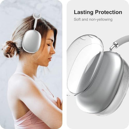 MOLOPPO Case Cover for AirPods Max, Clear Purple, 2 Set | Soft TPU, Anti-Scratch, Ultra Protective, Transparent - color: Clear+Ear Clear