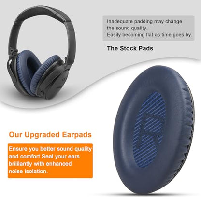 GEVO Premium Replacement Ear Pads for Bose QC35 & QC35ii Headphones - Blue | Fits QuietComfort 35 & 35ii / SoundLink 1&2 AE（Over-Ear）- Soft Protein Leather · Adaptive Memory Foam and Extra Durable - color: Midnight Blue