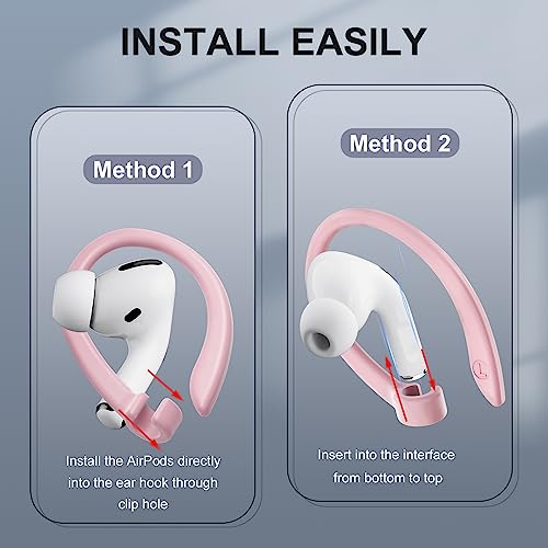 2 Pairs AirPods Ear Hooks for AirPods Pro 2 1 AirPod 4-1, Pink | Upgraded Anti Slip Sports Clip Hooks, Full Button Access, Friendly to Glasses Wearers, Comfortable, Easy Install & Take off - color: Pink