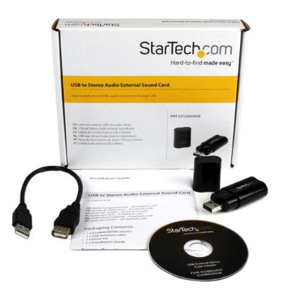 StarTech USB Sound Card, 3.5mm Audio Adapter, Black, TAA (ICUSBAUDIOB) | External Sound Card - size: 1 Count (Pack of 1)