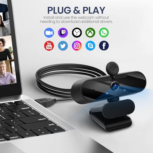 USB HD 1080P Video Webcam and Wide Angle Camera with Built-in Microphone and Rotatable Tripod,for Laptop Computer or Desktop PC,Great for Live Streaming.Calls.Video Conferencing - 1(Grey)