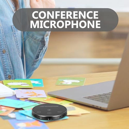 VILLCASE 360° Omnidirectional USB Microphone for Conference Calls and Live Streaming, Versatile Desktop Mic for Laptop and Computer, Black Compact Audio Pickup Tool for Video Meetings