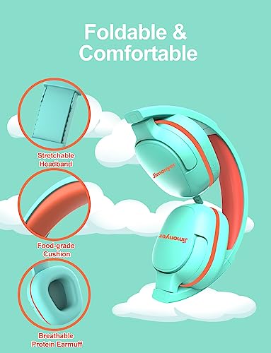 Jimonyer Kids Headphones for School, 3.5mm Jack Wired Headphones for Kids with Safe Volume Limiter, HD Stereo Sound On-Ear Girls Boys Toddler Headphone for Tablet, iPad, Kindle(Green) - color: Green