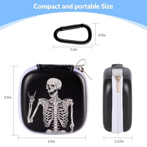 Unique Patterned Portable EVA Earbud Case with Carabiner | Printed Earbud Holder With Sturdy Carabiner, Multi-Use Storage For Earphones, Headphones, SD Cards & Small Electronic Chips - color: Skeleton