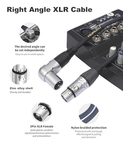 4Ft Right Angle 3Pin XLR Male to 3Pin XLR Female Audiao Cable, Mixer, Microphone,Amplifier Audio Cable - 2-Pack - size: 4Feet