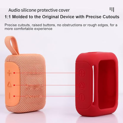 Silicone Case for JBL Go 5, Soft Skin Cover Portable Bluetooth Speaker Protective Sleeve, Anti-Scratch Shockproof Anti-Drop Shell Guard Protector with Carabiner (red) - color: red