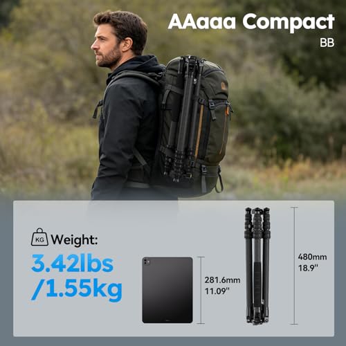 SIRUI Carbon Fiber 2-in-1 Tripod/Monopod, 360° Ball Head, Detachable Leg as Monopod/Trekking Pole, 8kg/17.6lbs Payload, Max 66.18" – Lightweight Travel for DSLR Mirrorless Outdoor Hiking AM-7C - style: Carbon Tripod&Monopod
