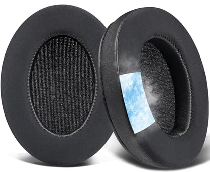 SOULWIT Replacement Earpads for Mpow 059/059 Lite/H5 Headphones, Ear Pads Cushions with Ice Silk Fabric, Noise Isolation Foam - Black