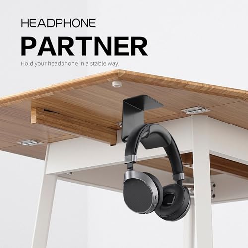 YAODHAOD Headset Hanger Holder Wall Mount, Sticky Headset Stand Holder Clip Under Desk for All Headphone/Controller (Black,Hanging Style) - color: Black, size: Hanging Style