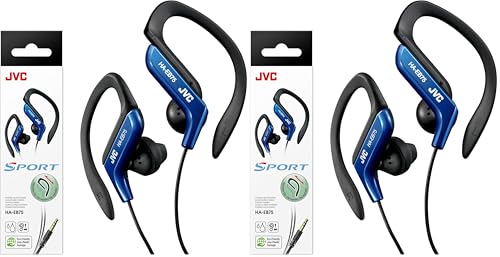 JVC Clip Style Headphone Blue Lightweight and Comfortable Ear Clip. Splash Proof Water Resistant Powerful Sound with Bass Boost HAEB75BA (Pack of 2) - color: Blue, size: One Size (Pack of 2)