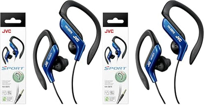 JVC Clip Style Headphone Blue Lightweight and Comfortable Ear Clip. Splash Proof Water Resistant Powerful Sound with Bass Boost HAEB75BA (Pack of 2) - color: Blue, size: One Size (Pack of 2)