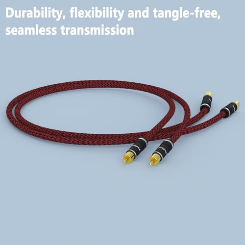 Preffair Male to Male RCA Interconnect Cables, 6.6FT/2M, Gold Plated,2-Pack - color: red-black, size: 6.6FT/2M