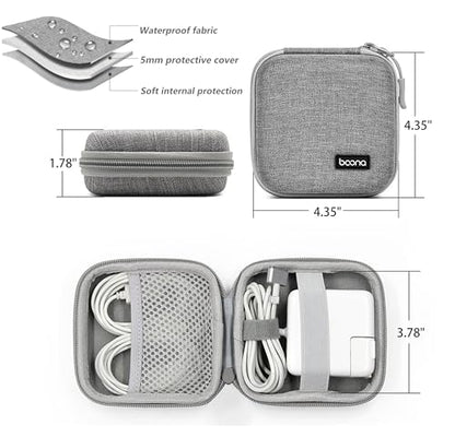 Small Travel Carrying Storage Case, 4.4"x4.4" Charger Organizer, Pouch compatible with MacBook Power Adapter, Laptop Accessories Cables, Cords, USB Drives, Earphones | Portable travel pouch, holds MacBook power adapter, cables, USB drives, earphones and s