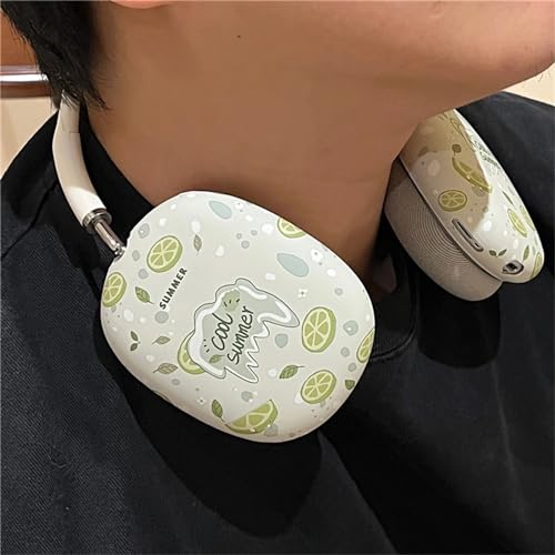 Case Compatible with AirPods Max Headphones, Cute Anime Fruit Soft TPU Anti-Scratch Protective Ear Cup Covers Headphone Cases for Woman Kids Girls - color: Lemon