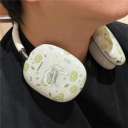 Case Compatible with AirPods Max Headphones, Cute Anime Fruit Soft TPU Anti-Scratch Protective Ear Cup Covers Headphone Cases for Woman Kids Girls - color: Lemon