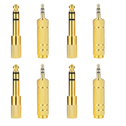 8pcs Audio Jack Adapter 6.35mm to 3.5mm Auxiliary Audio Adapter Sets 4pcs 6.35mm Male to 3.5mm Female Audio Adapter and 4pcs 1/4 Female to 1/8 Male Headphone Adapter - size: 4+4pcs 6.35 to 3.5 Set