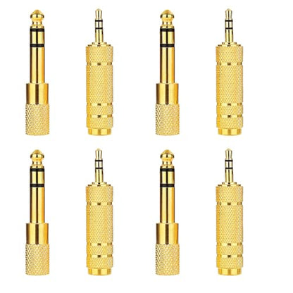 8pcs Audio Jack Adapter 6.35mm to 3.5mm Auxiliary Audio Adapter Sets 4pcs 6.35mm Male to 3.5mm Female Audio Adapter and 4pcs 1/4 Female to 1/8 Male Headphone Adapter - size: 4+4pcs 6.35 to 3.5 Set